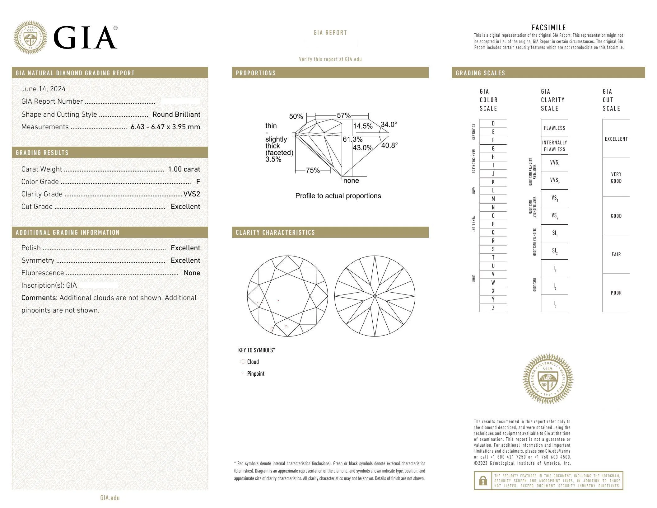 Certyfikat GIA — Diamond Report 4