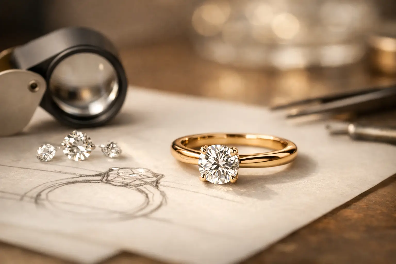 Pierścionek zaręczynowy z diamentem naturalnym